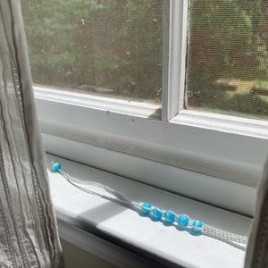 Blue beaded friendship bracelet